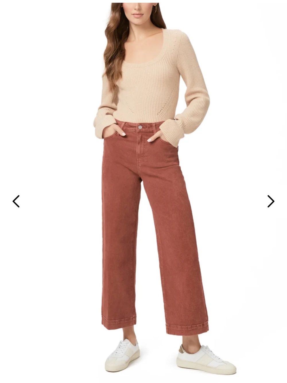 PAIGE Anessa Cropped Wide-Leg Jeans in Rust!